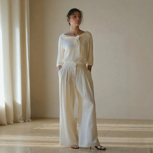 针织衫 绑带领真丝桑蚕丝七分袖 B897 女款 美系蕉国BR