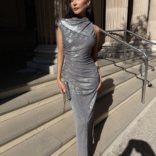 A570 斑驳金属质感不规则连衣裙 澳洲轻奢SHK 女款