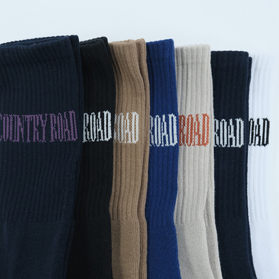 澳洲轻奢C0UNTRY R 徽标提花罗纹毛巾底运动男袜中筒袜 8009