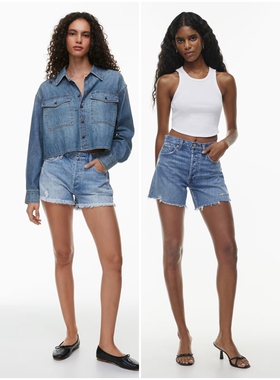 加拿大DEN1M F0RUM 女款 男友风高腰牛仔短裤 意大利面料 4178