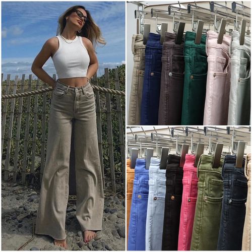 美式丹宁DJ 女款 成衣洗染高腰剪边阔腿牛仔裤 多色 D242