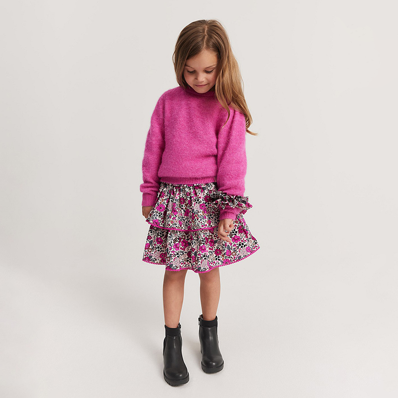 澳洲轻奢C0UNTRY  童装 羊毛羊驼混纺圆领泡泡袖袖针织衫 D357