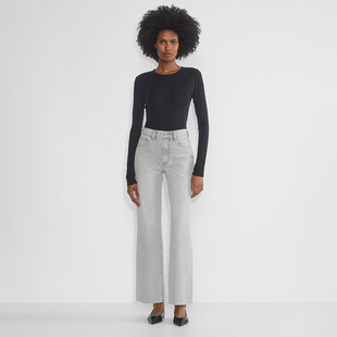 意大利面料D562 浅灰洗水70年代高腰阔腿牛仔裤 加拿大红牌DF 女款