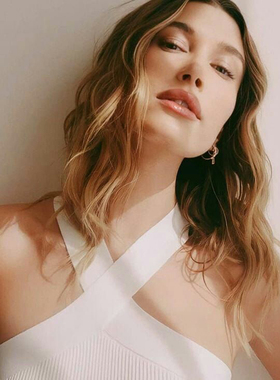 加拿大红牌女款塑型纱线弹力罗纹交叉挂脖短款针织背心77075 1684