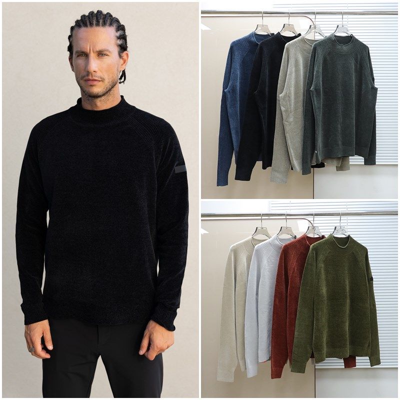 意大利海洋运动轻奢RR 男款 轻盈保暖天鹅绒半高领长袖针织衫E252
