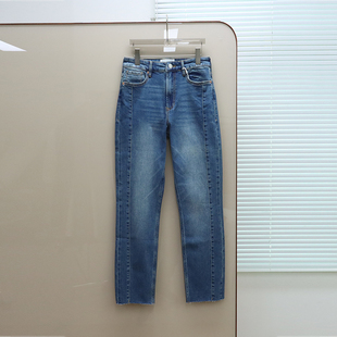 蓝色洗水剪边锥形牛仔裤 女款 F635 丹宁DJ 美式