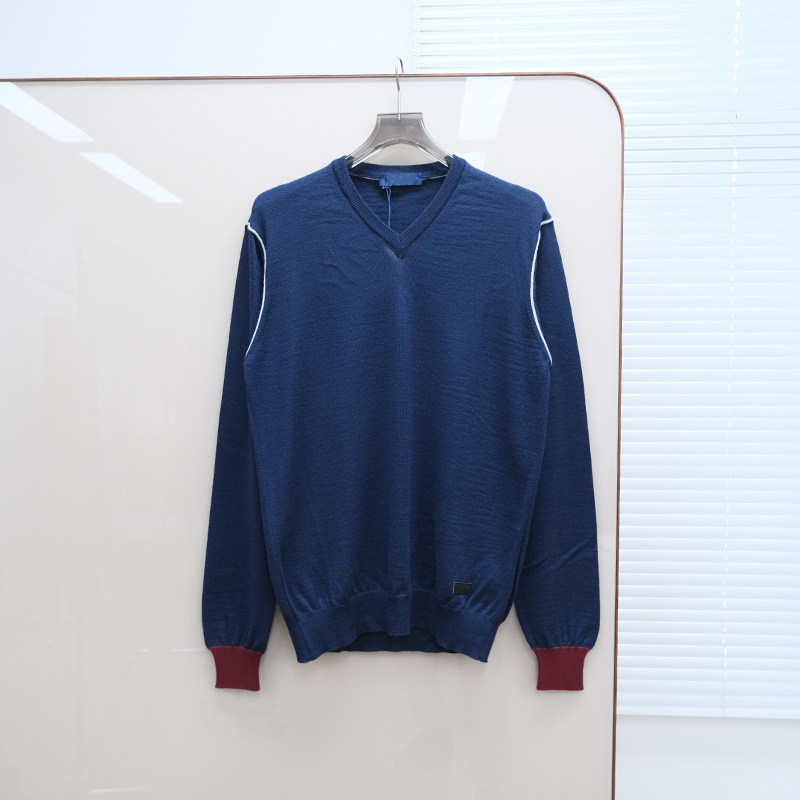 意大利奢品Tru撤柜  男款 羊毛混纺V领简约长袖针织衫 E330