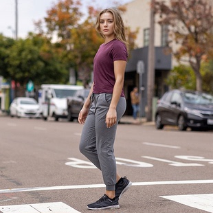 B288 松紧腰抽绳轻盈弹力慢跑束脚裤 美系小众健身运动HY 女款