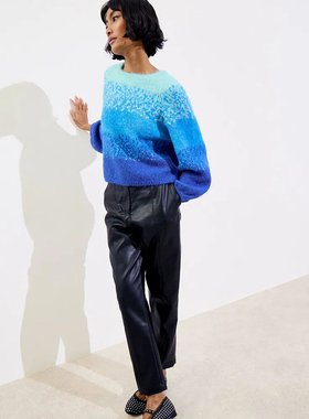 英伦美学OB 女款 渐变条纹宽松针织衫 D607