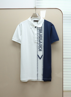 意大利奢品Tru撤柜  男款 翻领刺绣短袖T恤上衣 B964