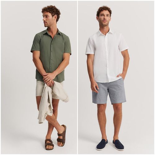 澳洲轻奢C0UNTRY R  男款  府绸短袖修身弹力衬衫 A718