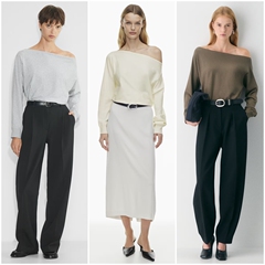 加拿大红牌 女款 一字领露肩长袖针织衫 E153