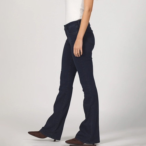 美式丹宁DJ 女款 深蓝洗水天丝混纺微喇弹力牛仔裤 D253