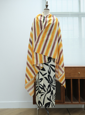 澳洲轻奢VENR0Y 女款 棉质拼色条纹印花披肩 3136