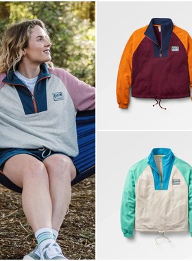 英伦户外山系PSG 女款 半拉链拼色抽绳卫衣 D377