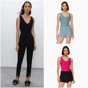 V870 双V领罗纹针织背心 加拿大红牌 女款