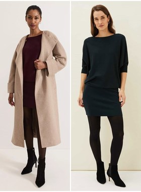 英伦PE 女款 OL蝙蝠袖圆领双层包臀针织连衣裙 8981