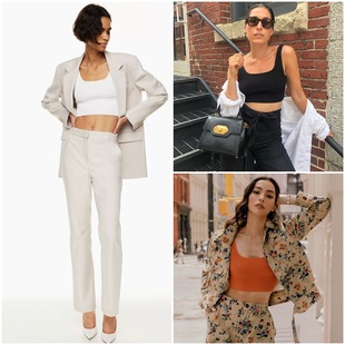 针织背心 塑型纱线弹力罗纹方领短款 1665 女款 加拿大红牌