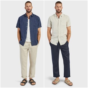 衬衫 柔软透气100亚麻单口袋短袖 A720 男款 澳洲轻奢ACBRAND