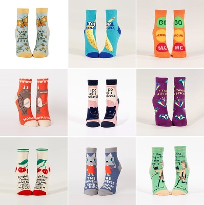 美系蓝Q 吐槽提花精梳棉女袜短筒袜 2631