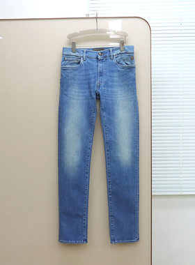 意大利奢品Tru撤柜 男款 蓝色洗水修身弹力牛仔裤 E385