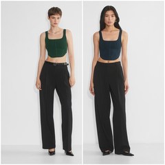 加拿大红牌 女款 塑型纱线鱼骨纹短款针织背心 A988