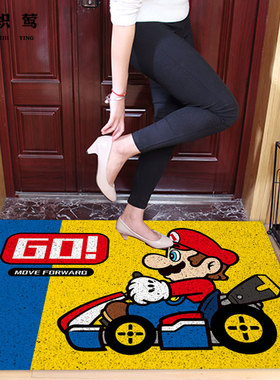 马里奥赛车Mario Kart游戏丝圈地垫入户垫室外玄关进家门口脚垫子