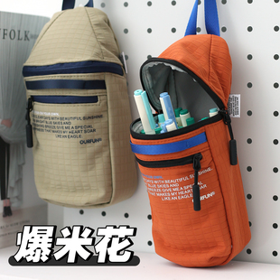 笔袋女生2025新款可挂式书包笔袋大容量简约纯色高颜值ins风高中生男孩立式文具收纳袋男生小众不撞款铅笔袋