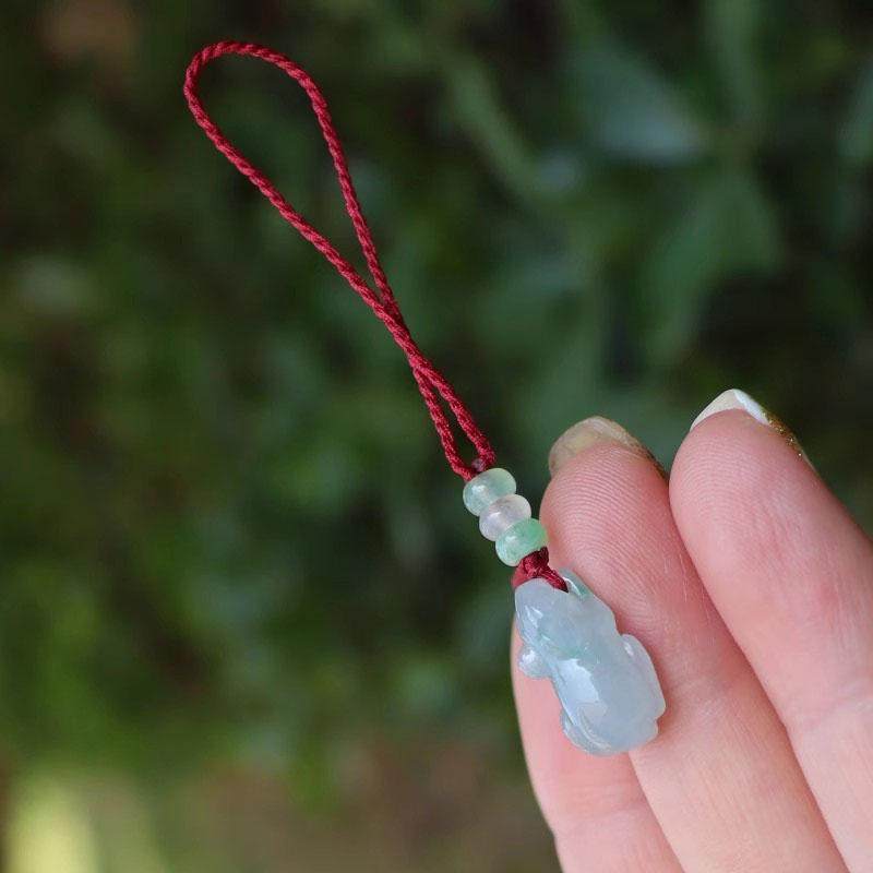 冰种翡翠十二生肖小挂件2025鼠生肖手机挂件包坠挂汉服饰品男女款