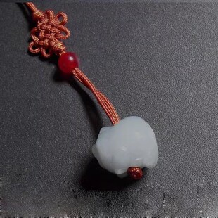 翡翠生肖猪手机链包挂坠汽车挂钥匙链冰天然玉石原石A货U盘坠扇坠