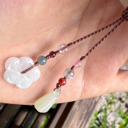 翡翠有钱花花小莲蓬手机链挂件绳中式国风包包挂饰女士款小众压襟