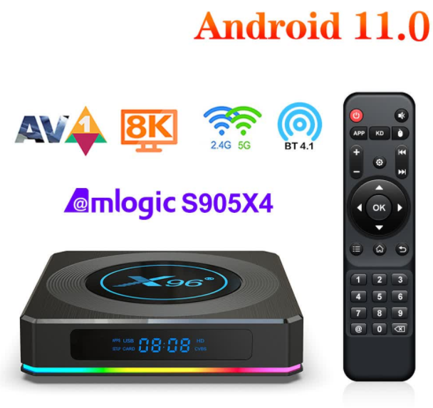 X96X4原生安卓11机顶盒子晶晨s905x4网络高清播放器tvbox光纤wifi