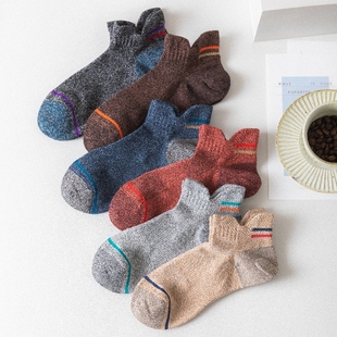 袜子男短袜纯棉男士 防臭棉袜提耳透气吸汗条纹复古袜 短筒袜春夏季