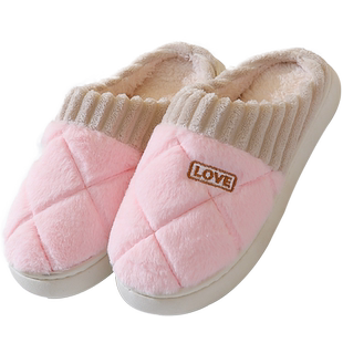 4双全家庭套装棉拖鞋女冬季防滑一家四口亲子老人父母毛拖待客人5