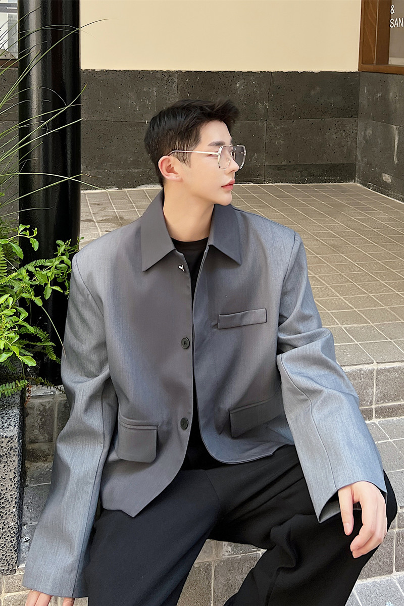 小众设计感渐变色复古垫肩外套夹克男P135,男装夹克,星座1009（原B233）
