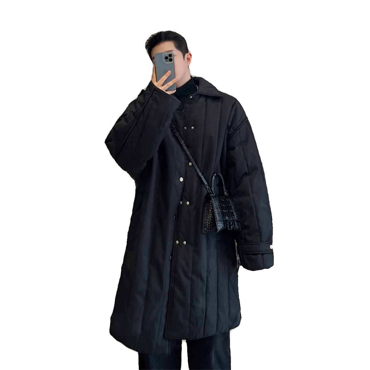 韩版休闲商务中长款棉服大衣男P155,男装棉衣,星座1009（原B233）