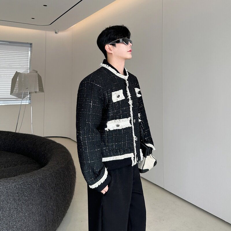 高级感品质时尚小香风拼接手工拉毛西装外套P215,男装夹克,星座1009（原B233）