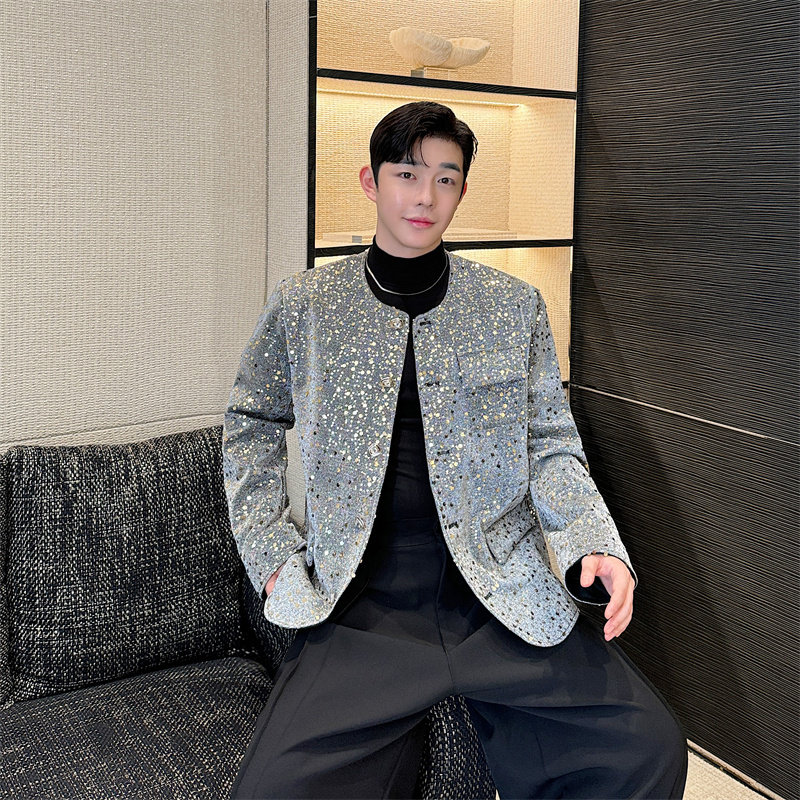 小众设计款长袖垫肩外套男秋冬轻奢高级感上衣男士夹克P135,男装夹克,星座1009（原B233）