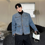 网红重磅水洗花牛仔廓阔形小香风外套男痞帅上衣男明星同款厚P165，女装短外套，星座1009（原B233）