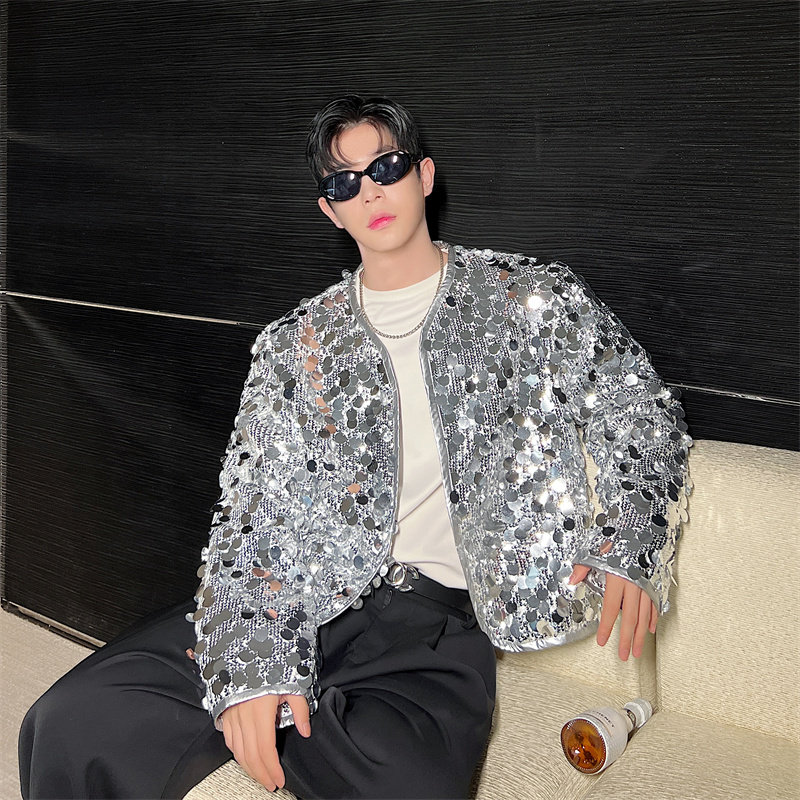 韩版夜店风闪亮小外套男P155图片