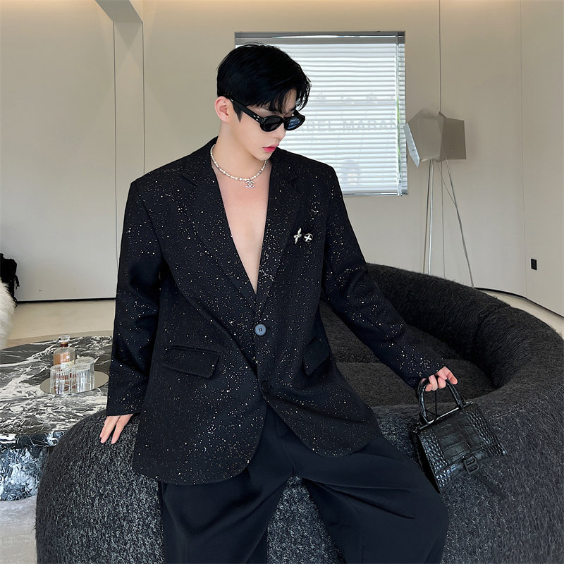 韩版高级感设计漫天星西装外套男痞帅夜店闪亮小西装外套P130，男装西服套装，星座1009（原B233）