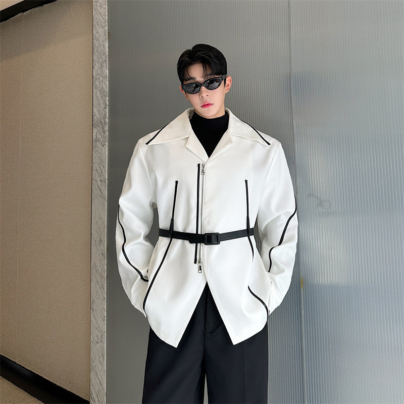 韩版设计感结构性拉条撞色夹克外套男P145，男装夹克，星座1009（原B233）