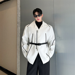 韩版设计感结构性拉条撞色夹克外套男P145,男装夹克,星座1009（原B233）