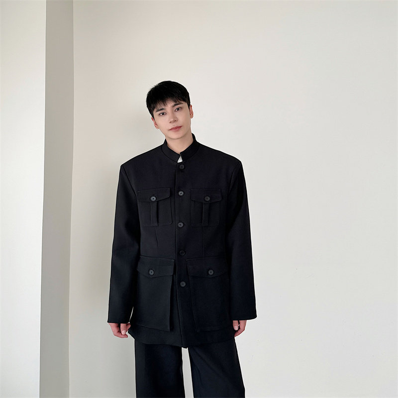 中山装风高校痞帅制服男JK西装改良新中式多口袋西装外套P135,男装西服套装,星座1009（原B233）