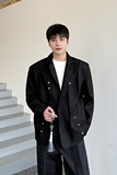 新中式浪褶设计感小众西装外套男暗黑酷帅发型师外套夹克男P155，男装夹克，星座1009（原B233）