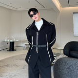 韩版设计感结构性拉条撞色夹克外套男P145，男装夹克，星座1009（原B233）