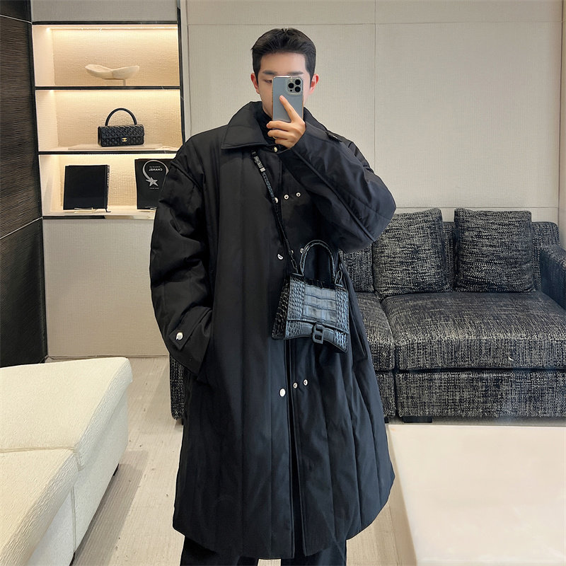 韩版休闲商务中长款棉服大衣男P155,男装棉衣,星座1009（原B233）