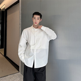 韩版结构型衬衫男小众设计感潮流黑白长袖上衣男P85，男装衬衫，星座1009（原B233）