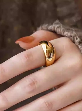 欧美复古18K金高级感亮面戒指