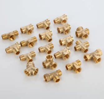 替米思米SJSMT SJSFT6A/8A/10A/15A黄铜三通内丝外牙接头 SJSMT6A